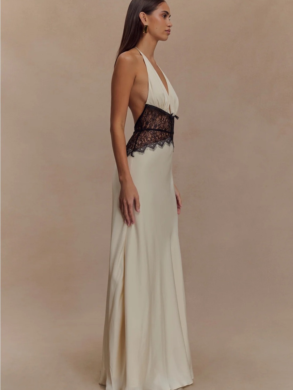 Dinah Lace And Satin Maxi Dress - Black/Ivory